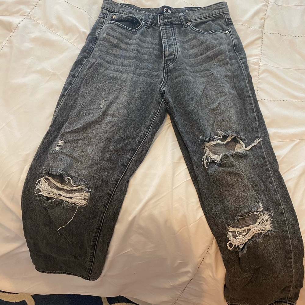 BDG High Waisted Ripped Dark Grey Jeans